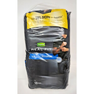 Depend Real Fit Incontinence Briefs for Men, Maximum Absorbency, L/XL, Grey, 18
